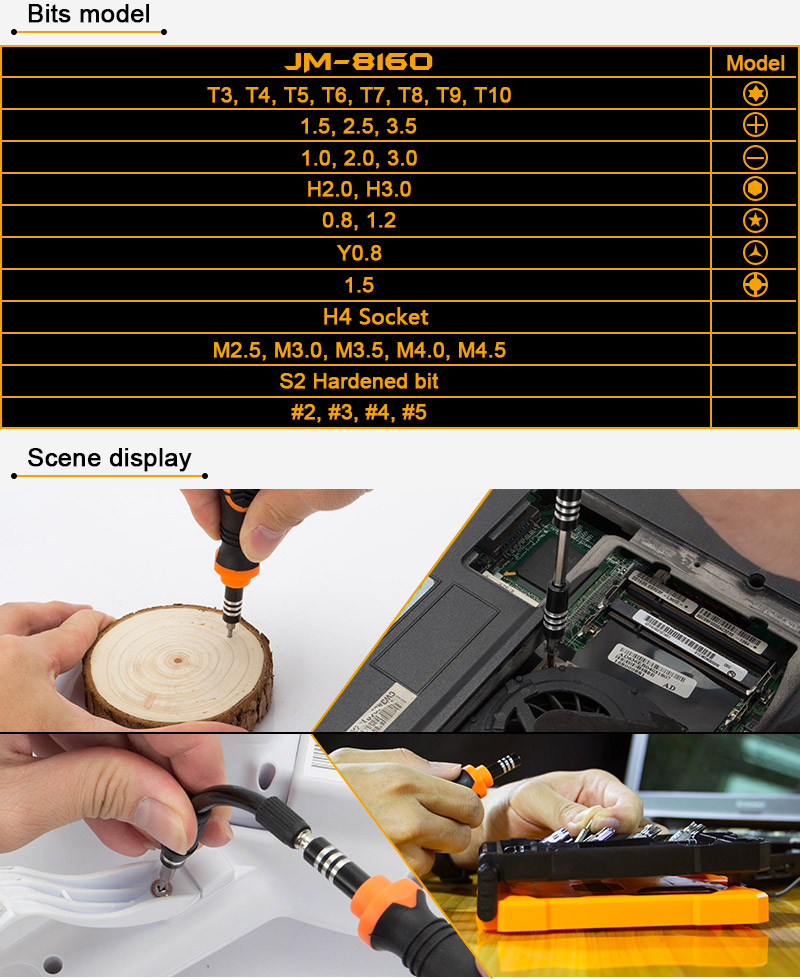 JAKEMY JM-8160 33 in1 Screwdriver Set with Spudger Tweezers for Electronics Repair