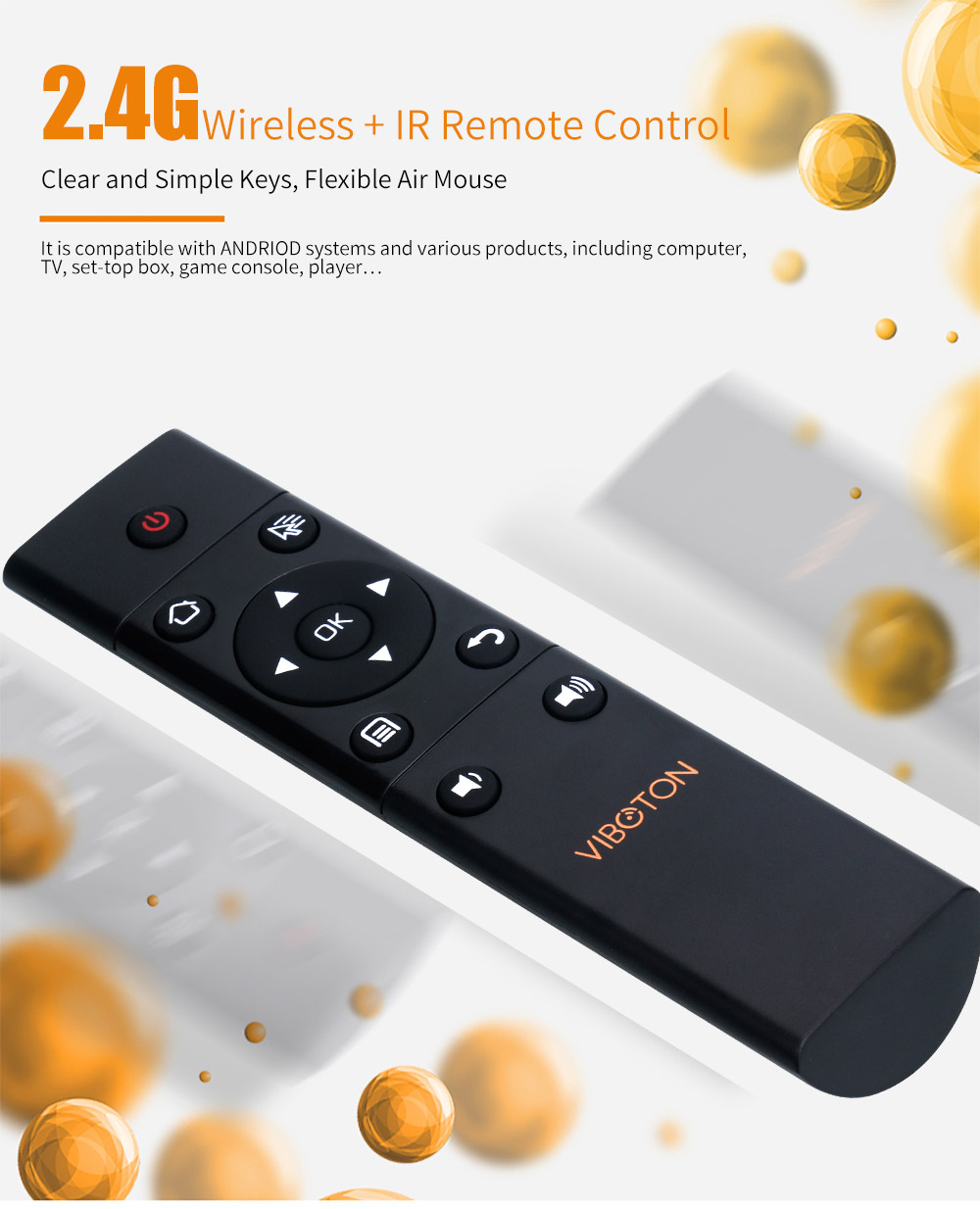 Viboton S122 2.4GHz Wireless Air Mouse Remote IR Remote Controller for PC TV Box