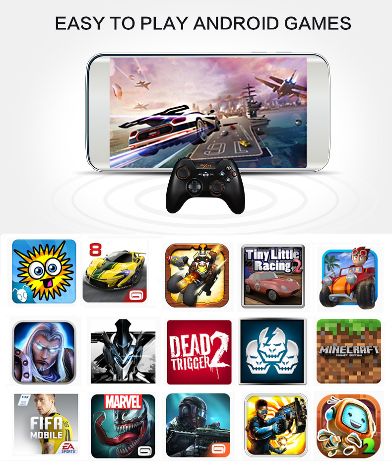 PXN-9603 2.4GHz Wireless Gamepad Game Controller Vibration Handle Mouse Simulation for PC/PS3/Android - Black