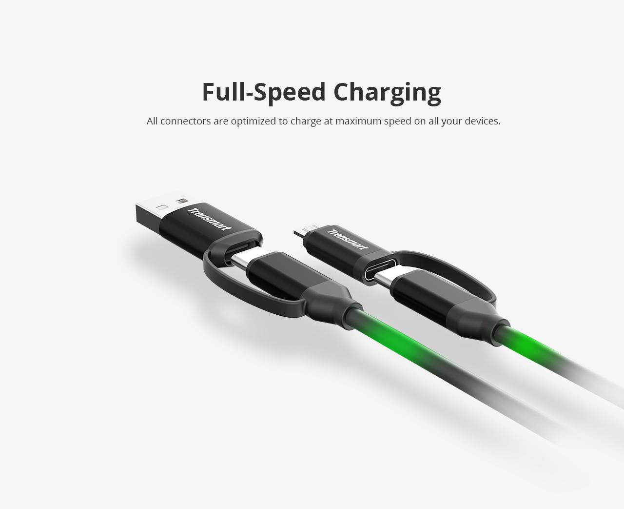 Tronsmart C4N1 4-in-1 Type-C Cable Built-in Micro USB & USB 2.0 Adaptors for Samsung Galaxy Google Pixel/Pixel XL and Other USB Type-C Compatible Devices