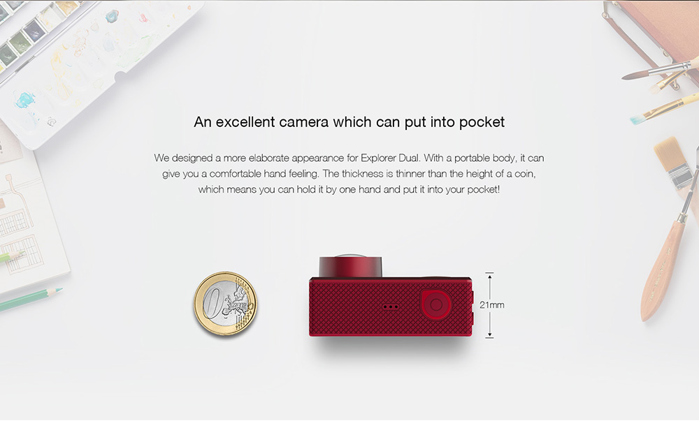 Elephone Explorer Dual NT96660 2.0 Inches Action Camera 4K 24fps Dual Screen Display 170 Degree Ultra Wide Angle Wifi Sports Camera - Wine