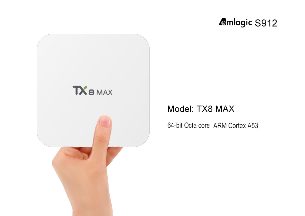 Tanix TX8 MAX KODI 17.3 DDR4 3GB eMMC 32GB Android 7.1.1 Amlogic S912 4K TV BOX ac WIFI Bluetooth 1000M LAN