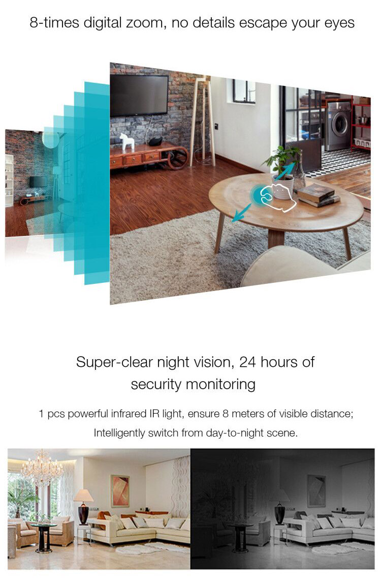 Vikcam 829-X IP Camera 1080P HD 1/4'CMOS IR Two-way Audio Snapshot Security Camera -White