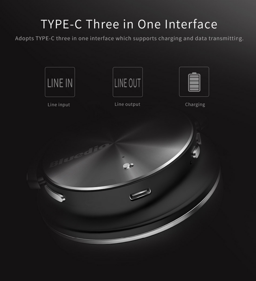 Bluedio T4 Wireless Bluetooth Headphone ANC Active Noise Cancelling Headset with Mic - Black