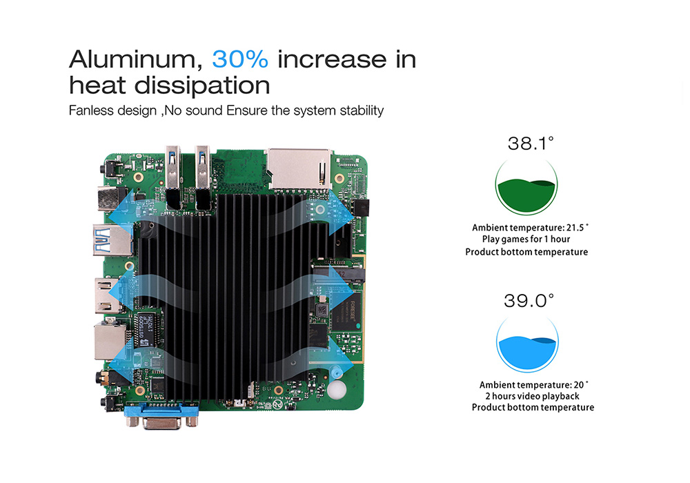 Beelink M1 Licensed Windows 10 64Bit MINI PC Intel Apollo Lake N3450 8GB/64GB 2.4G/5.8G WIFI Gigabit LAN VGA HDMI USB3.0 - Black + Blue