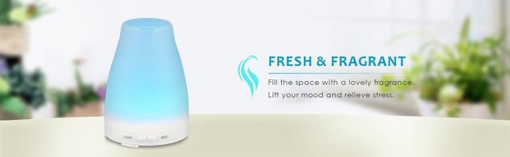 Mini Ultrasonic Essential Oil Diffueser 100ml Mist Humidifier LED Colorful Light -White