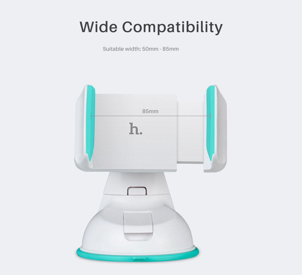 HOCO CA5 Sucker Auto Clip Phone Car Mount Holder 360 Degree Rotation Portable Powerful Car Bracket Stand With Expansible Clamp - Blue + White