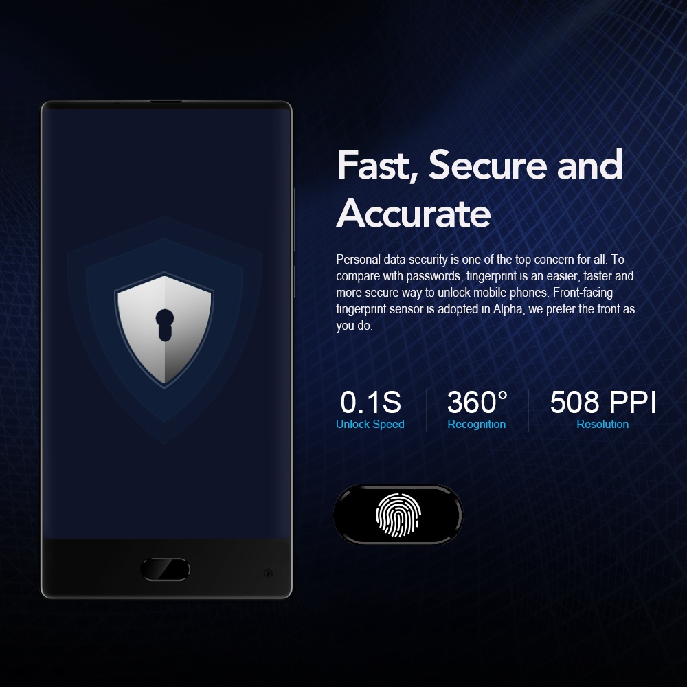 MAZE ALPHA 6.0 Inch 4G LTE Smartphone Dual Rear Camera FHD Screen 4GB RAM 64GB ROM Helio P25 Octa Core 13.0MP Touch ID 4000mAh - Black