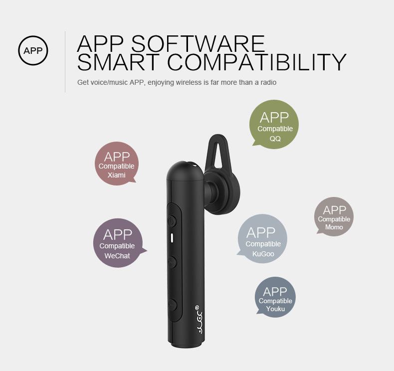 YUER T1 Single Wireless Bluetooth Earphone Noise Reduction Stereo Music Headset - Black