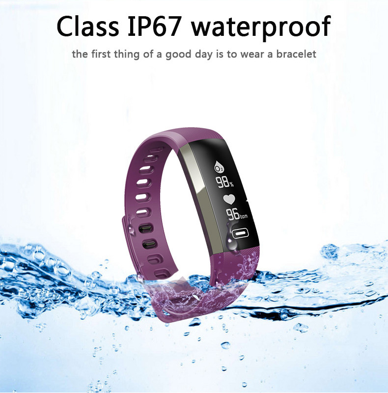 Makibes M2S Plus Smart Bracelet Heart Rate Blood Pressure Pulse Meter Fitness Tracker Blue tooth Compatible with iOS Android - Black