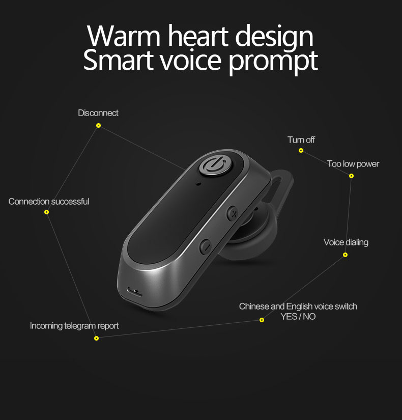 Yuer L-520 Single Business Bluetooth Headphone with Mic Stereo Hands-free Earphone - Black