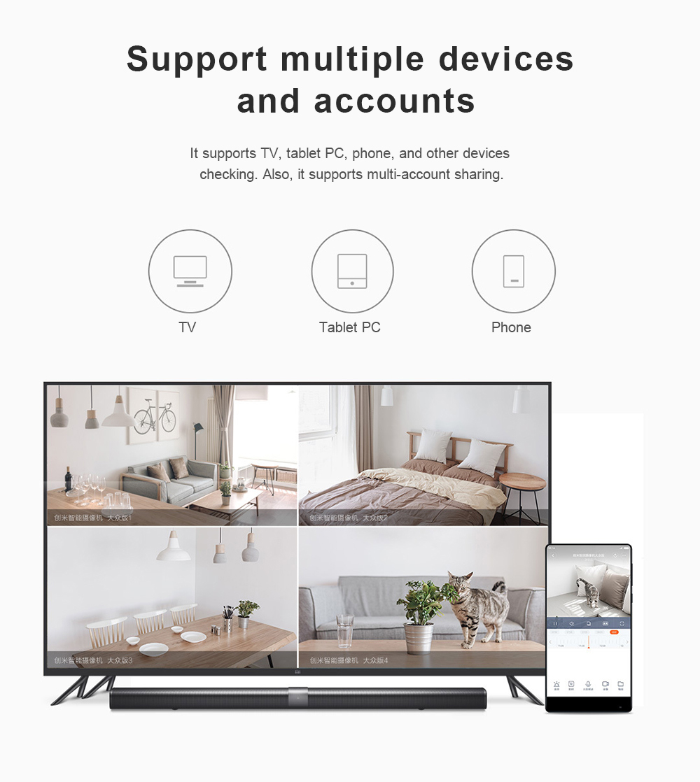 Xiaomi Chuangmi Smart 720P WiFi IP Camera 120 Degree Night Vision Two-way Audio Motion Detection -White