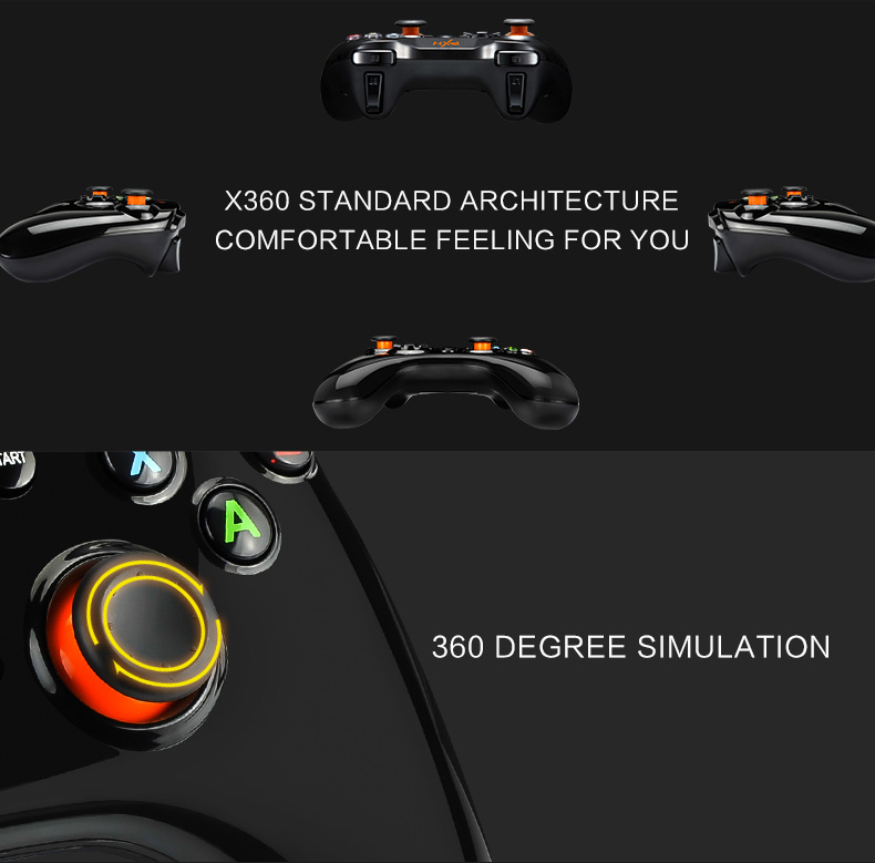 PXN-9603 2.4GHz Wireless Gamepad Game Controller Vibration Handle Mouse Simulation for PC/PS3/Android - Black