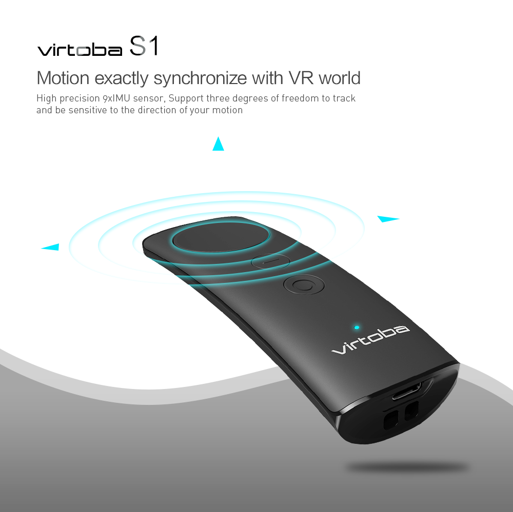 Virtoba S1 Daydream Controller 9-Axis Gyro Bluetooth 4.2 Compatible with Deepoon VR SHINECON Nibiru VR Headsets VR Game Handles - Black