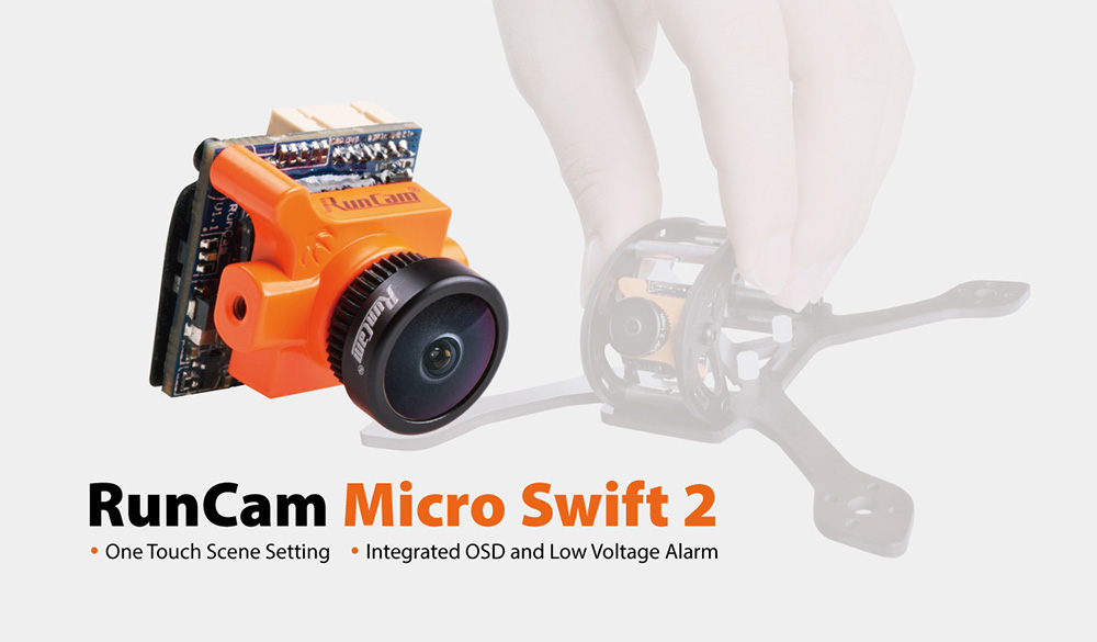 Runcam Micro Swift 2 2.1mm FOV 160 Degree 1/3 Inch CCD 600TVL FPV Camera with Built-in OSD - NTSC