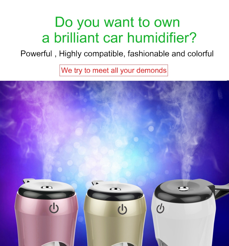BC20 Multi-functional Car Charger Car Air Purifier Aroma Humidifier 5V 2.1A Portable Dual USB Continuous Intermittent Humidification - White
