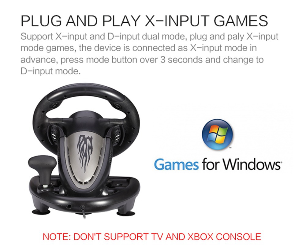 PXN-V3II Wired Racing Wheel Illusiveness Vibration Motor with Pedals PC Game Hardware for PC - Black