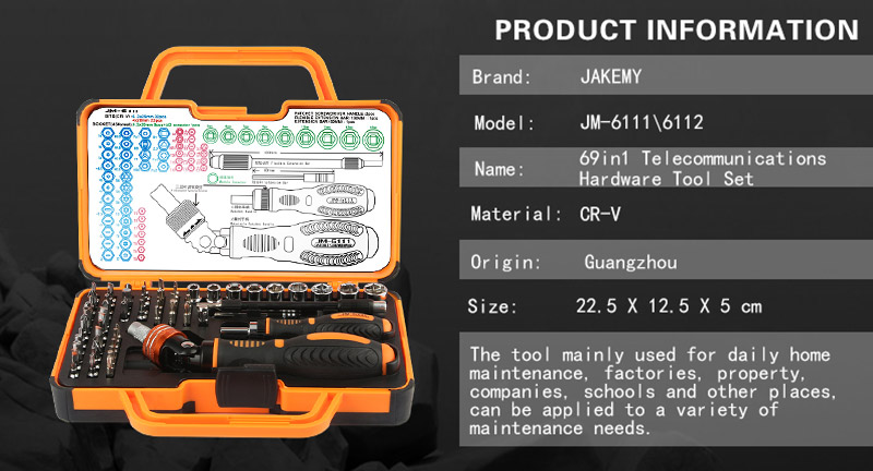 Jakemy JM-6111 69 in 1 Screwdriver Set Multi-function Tool Kit - Orange