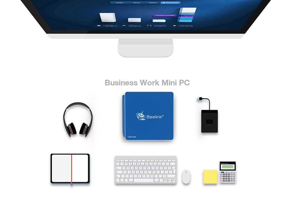 Beelink AP34 Licensed Windows 10 64Bit MINI PC Intel Apollo Lake N3450 8GB/64GB 2.4G/5.8G WIFI Bluetooth Gigabit LAN HDMI - Blue