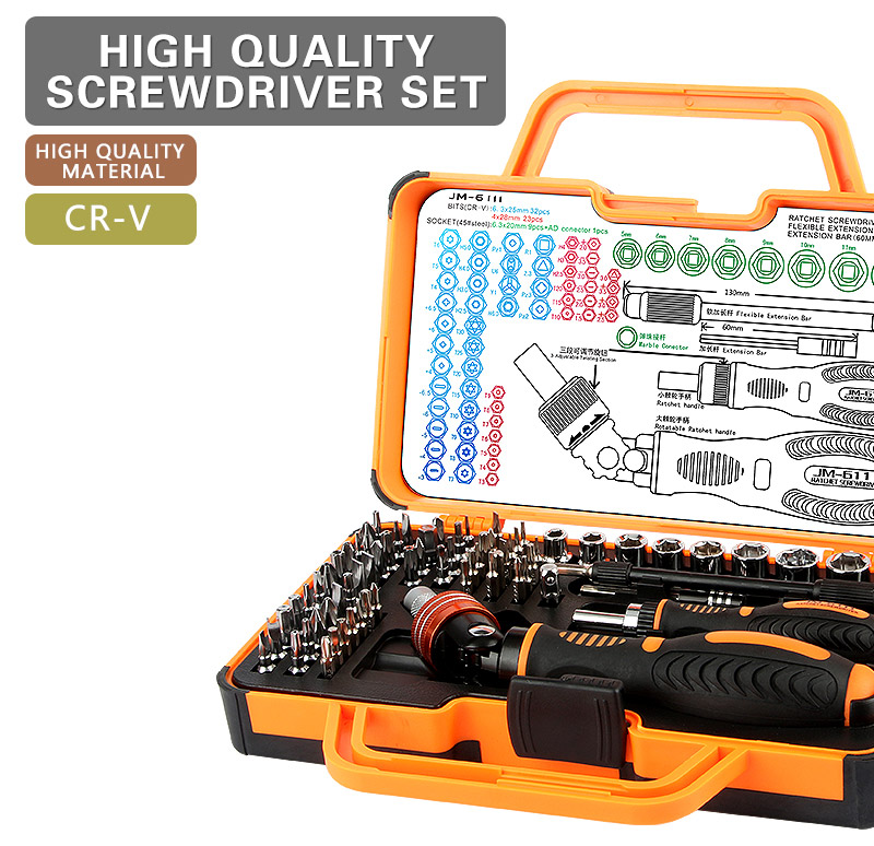 Jakemy JM-6111 69 in 1 Screwdriver Set Multi-function Tool Kit - Orange