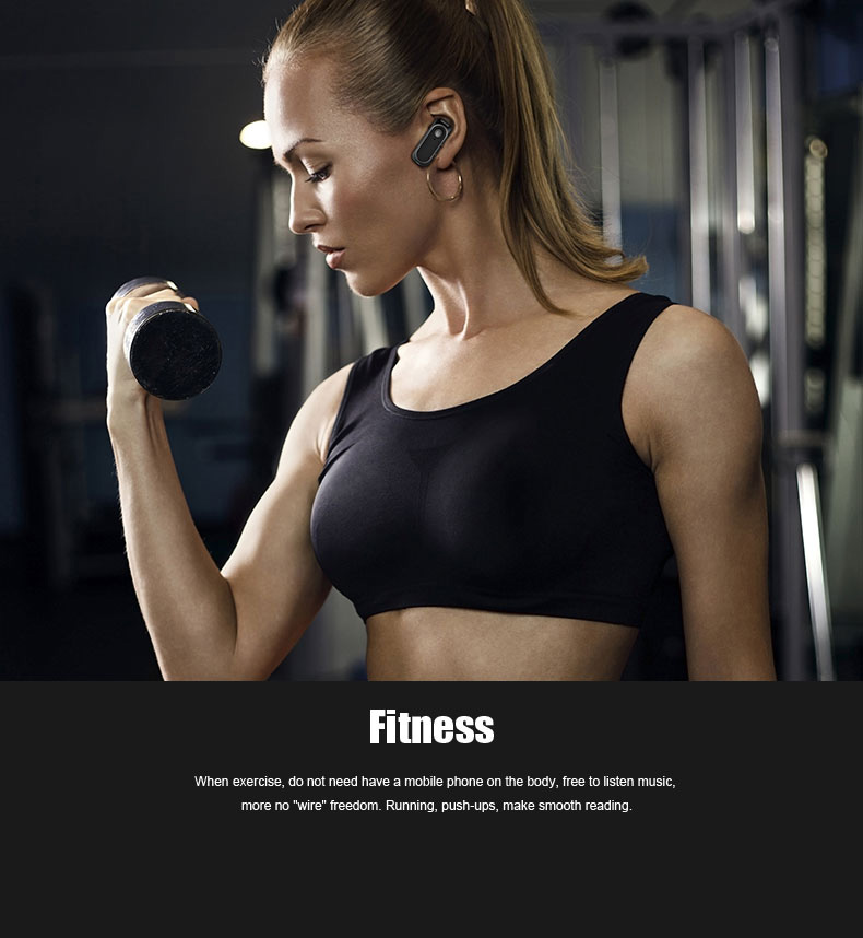 Yuer L-520 Single Business Bluetooth Headphone with Mic Stereo Hands-free Earphone - Black