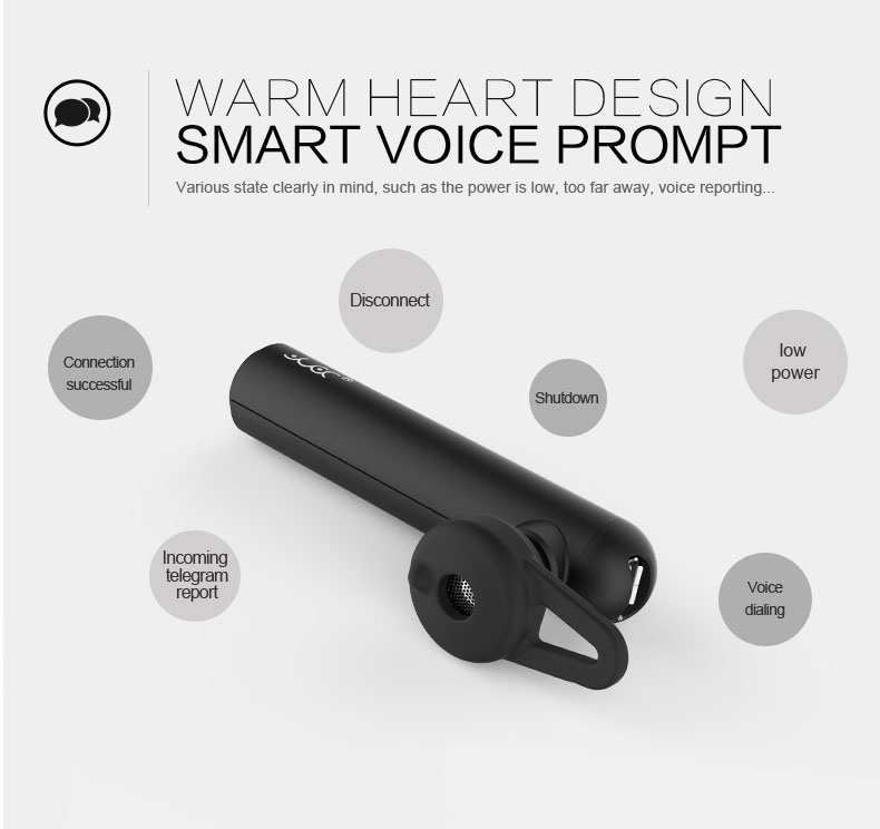 YUER T1 Single Wireless Bluetooth Earphone Noise Reduction Stereo Music Headset - Black