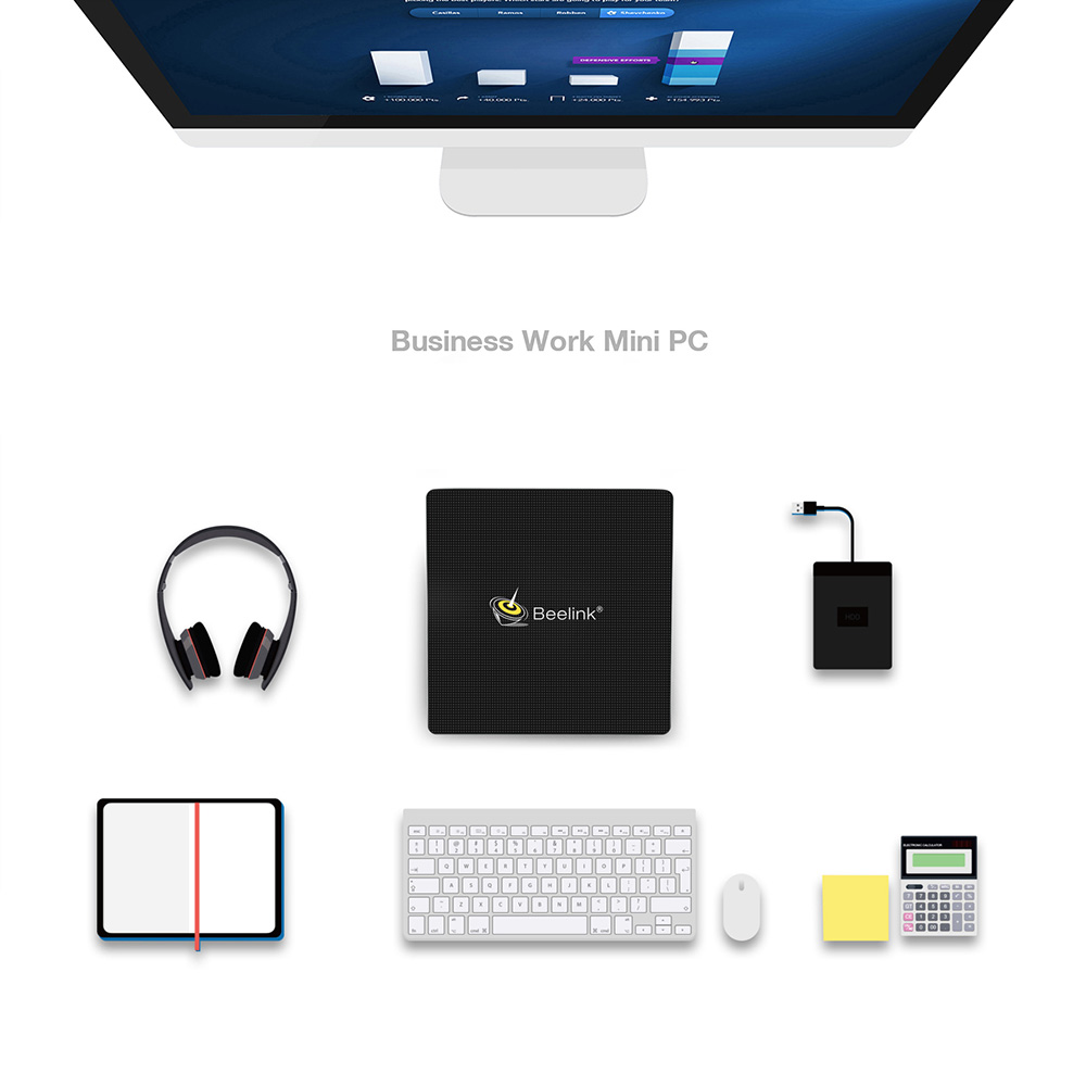 Beelink M1 Licensed Windows 10 64Bit MINI PC Intel Apollo Lake N3450 4GB/64GB 2.4G/5.8G WIFI Gigabit LAN VGA HDMI USB3.0 - Black