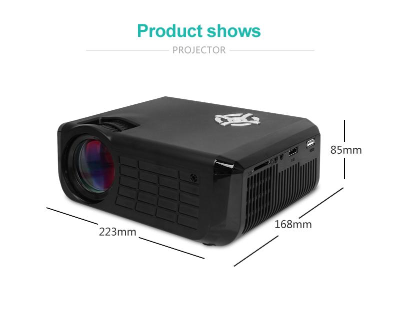 M17 Projector 1800 Lumens LCD 1280 x 720 Native Resolution Support HDMI USB AV Input - Black