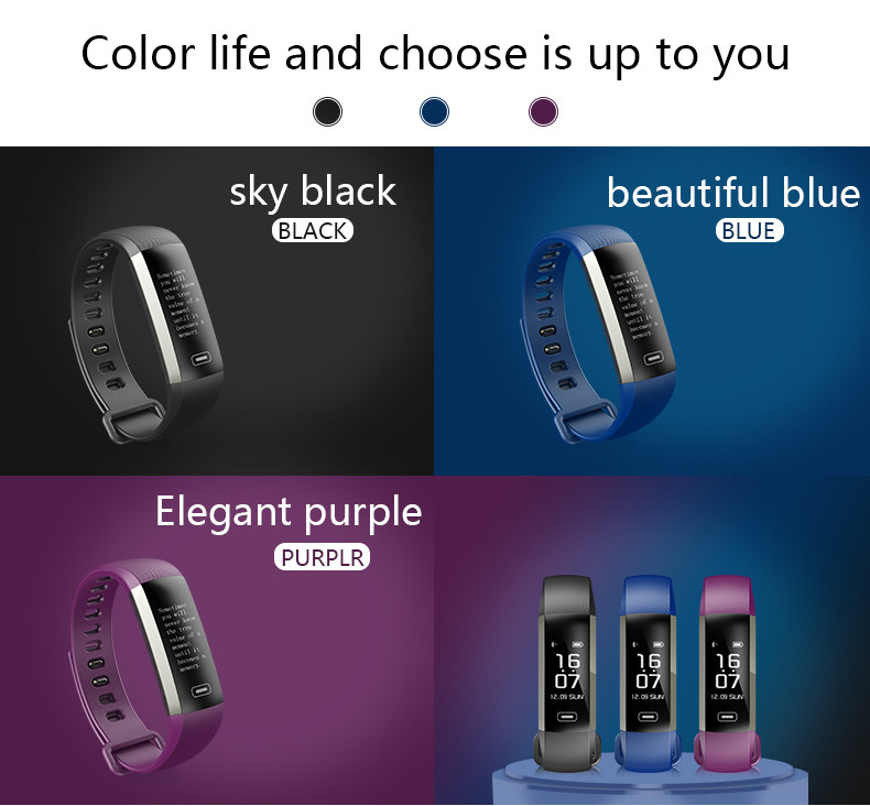 Makibes M2S Plus Smart Bracelet Heart Rate Blood Pressure Pulse Meter Fitness Tracker Blue tooth Compatible with iOS Android - Black