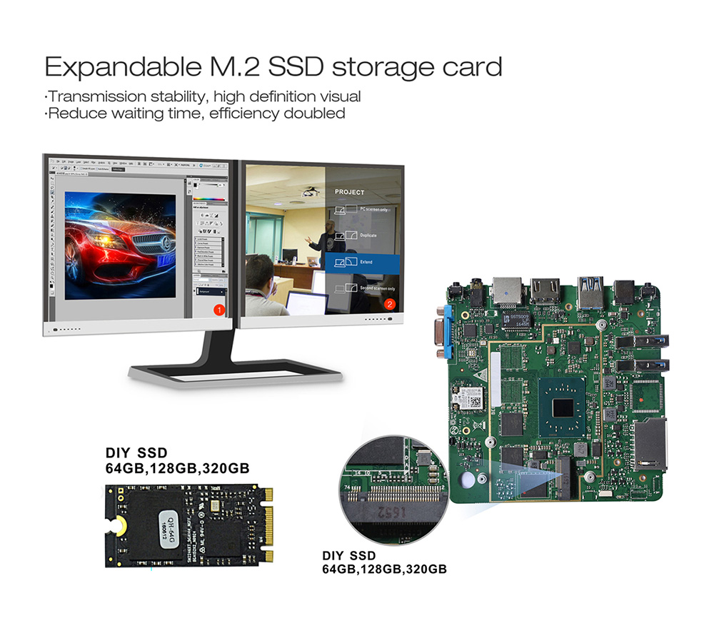 Beelink M1 Licensed Windows 10 64Bit MINI PC Intel Apollo Lake N3450 4GB/64GB 2.4G/5.8G WIFI Gigabit LAN VGA HDMI USB3.0 - Black
