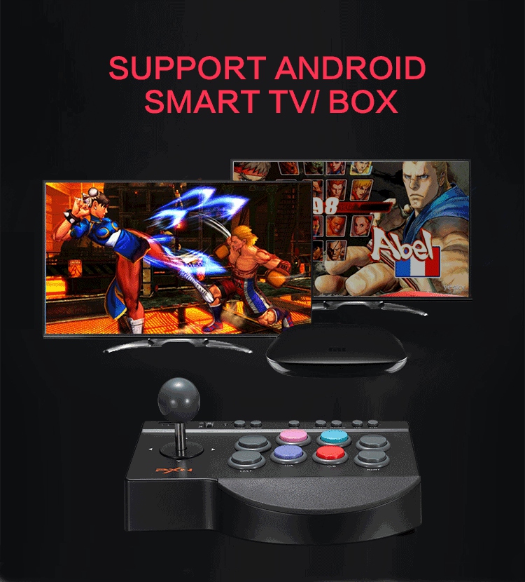 PXN-0082 Arcade Joystick TURBO & MACRO Function for PC/PS4/PS3/XBOX ONE - Black