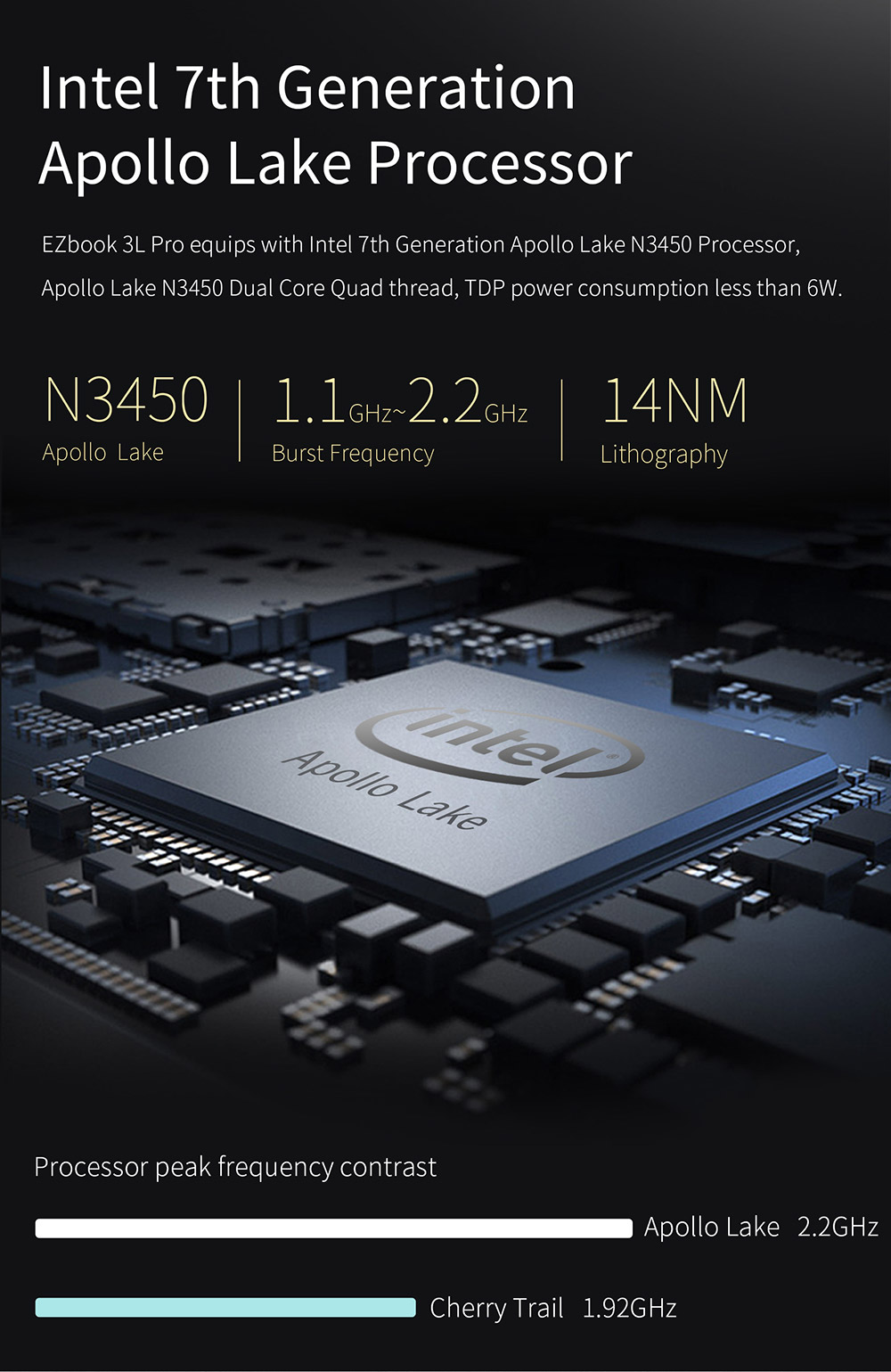 Jumper EZbook 3L Pro 14" Business Laptop Windows 10 Intel Apollo Lake N3450 6GB RAM 64GB SSD Dual Band Wifi USB 3.0 1080P - Silver