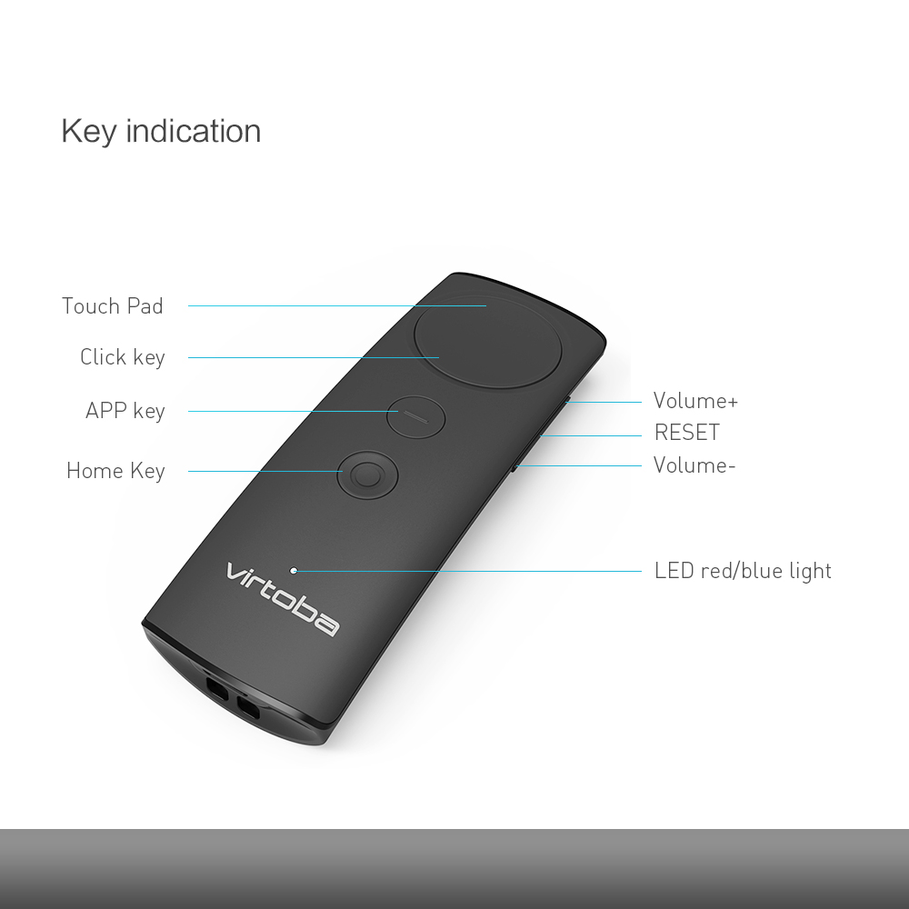 Virtoba S1 Daydream Controller 9-Axis Gyro Bluetooth 4.2 Compatible with Deepoon VR SHINECON Nibiru VR Headsets VR Game Handles - Black