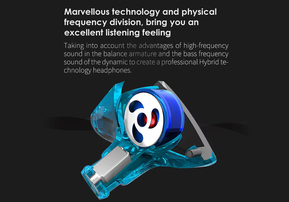 KZ KZ-ES3 In-ear Headphones with Mic Detachable HiFi Earphones - Black