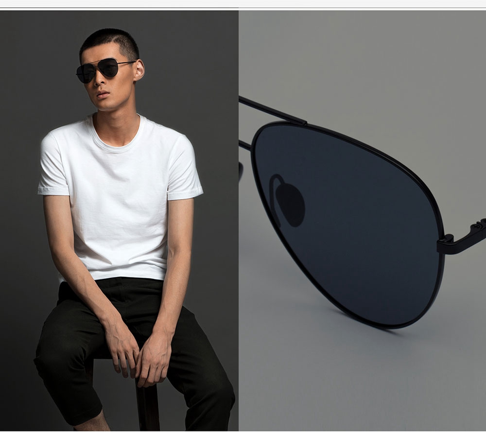 Xiaomi Mjijia TS Unisex Polarized Sunglasses Classic Aviator Sunglasses for Men Women UV 400 - Black