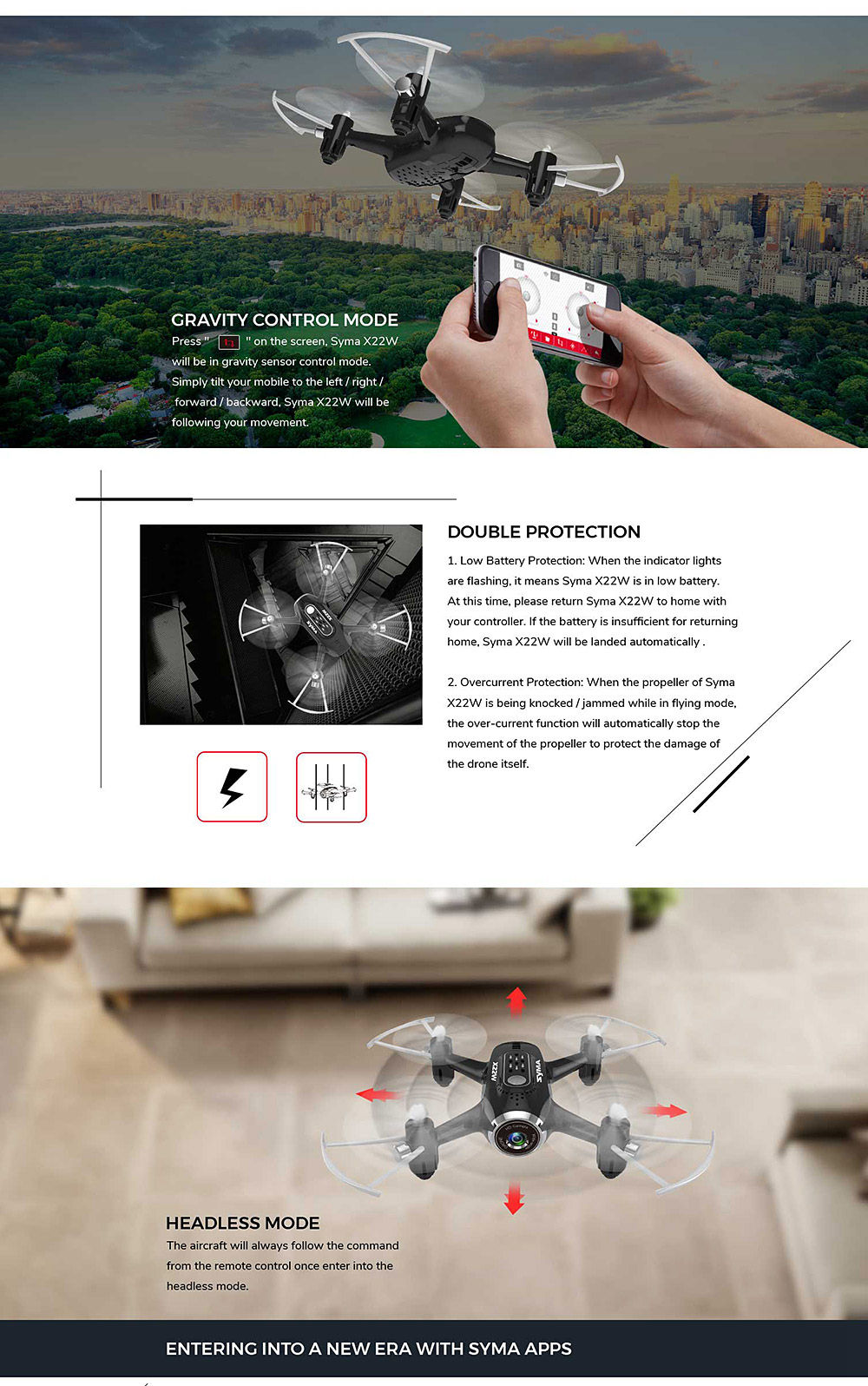 SYMA X22W WIFI FPV RC Quadcopter With HD Camera Altitude Hold Mode RTF - White