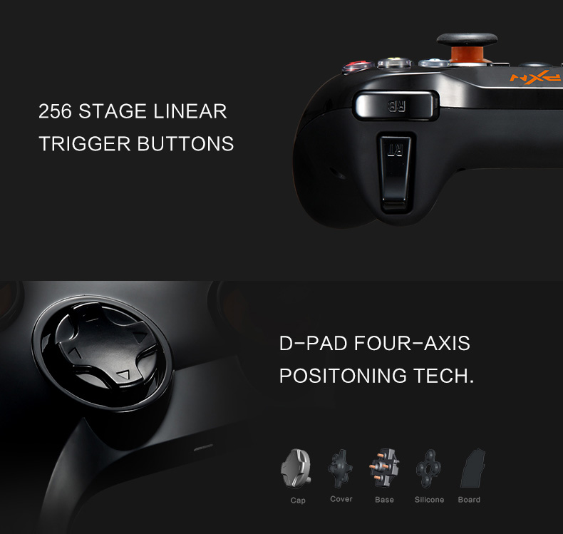 PXN-9603 2.4GHz Wireless Gamepad Game Controller Vibration Handle Mouse Simulation for PC/PS3/Android - Black