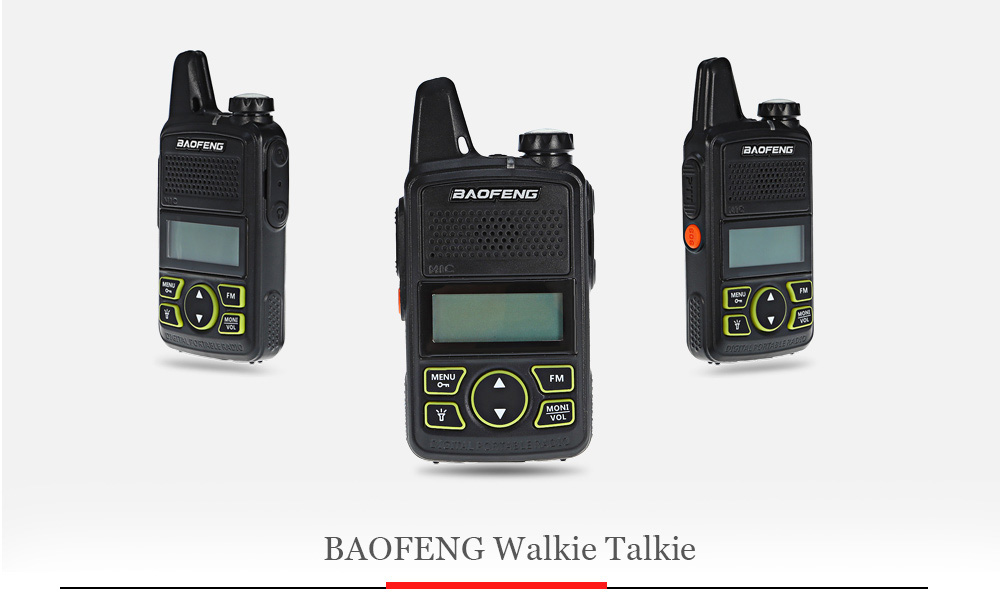 BAOFENG BF T1 Outdoor Walkie Talkie VOX Mini FM Radio with Flashlight -Black