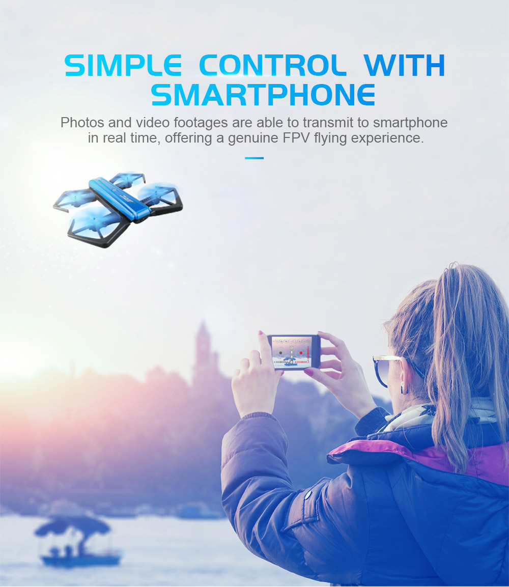 JJRC H43WH Blue Crab Foldable Arm WIFI FPV RC Quadcopter with 720P HD Camera Altitude Hold Mode BNF - Blue