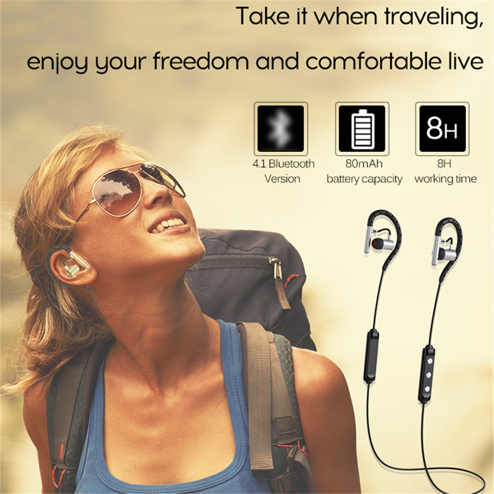YUER S-503 Sports Bluetooth Headphones Sweatproof Wireless Earphone CSR 4.1 Apt-X HiFi - Rose Gold + Black
