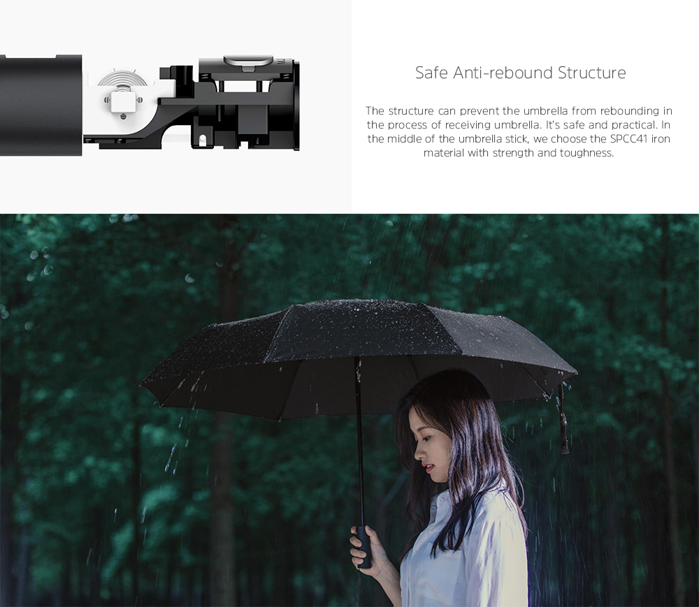 Xiaomi Umbrella Ultra Light Automatic Foldable Sun-Rain Umbrella One Key to Open & Close - Black