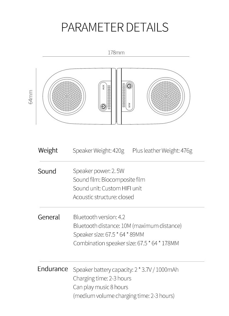 Ovevo D10 Wireless Bluetooth Portable LED Speaker Amplifier 4D Surround Sound - Wood Color