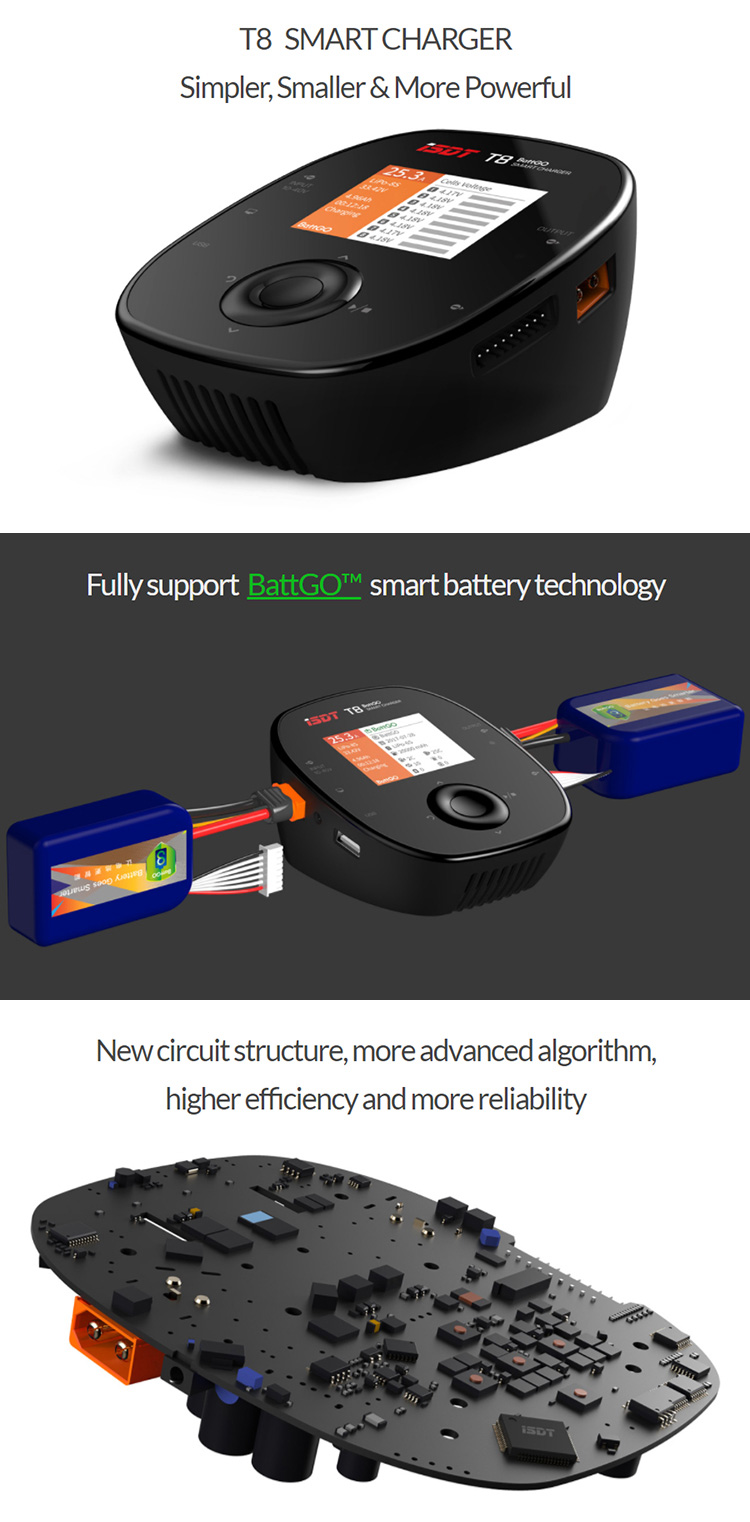 ISDT T8 BattGo Smart Balance Charger 1000W 35A for 1-8S Lipo Battery
