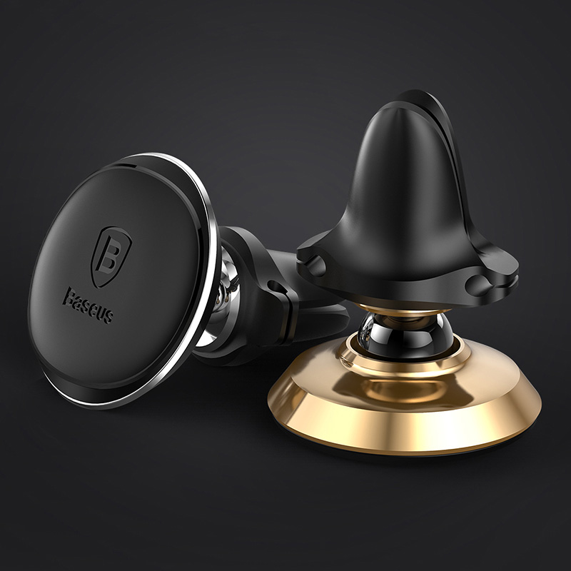 Baseus SUGX-A01 360 Degree Rotation Magnetic Air Vent Car Mount with Cable Clip Holder Car Phone Bracket - Black