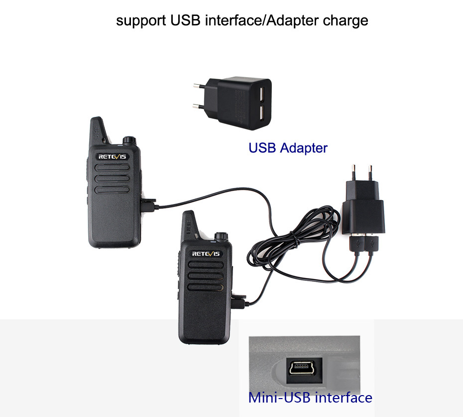 2PCS Retevis RT22 Walkie Talkie 2W 16CH UHF VOX Scan Portable Ham Radio Hf Transceiver CB Radio Communicator -Black