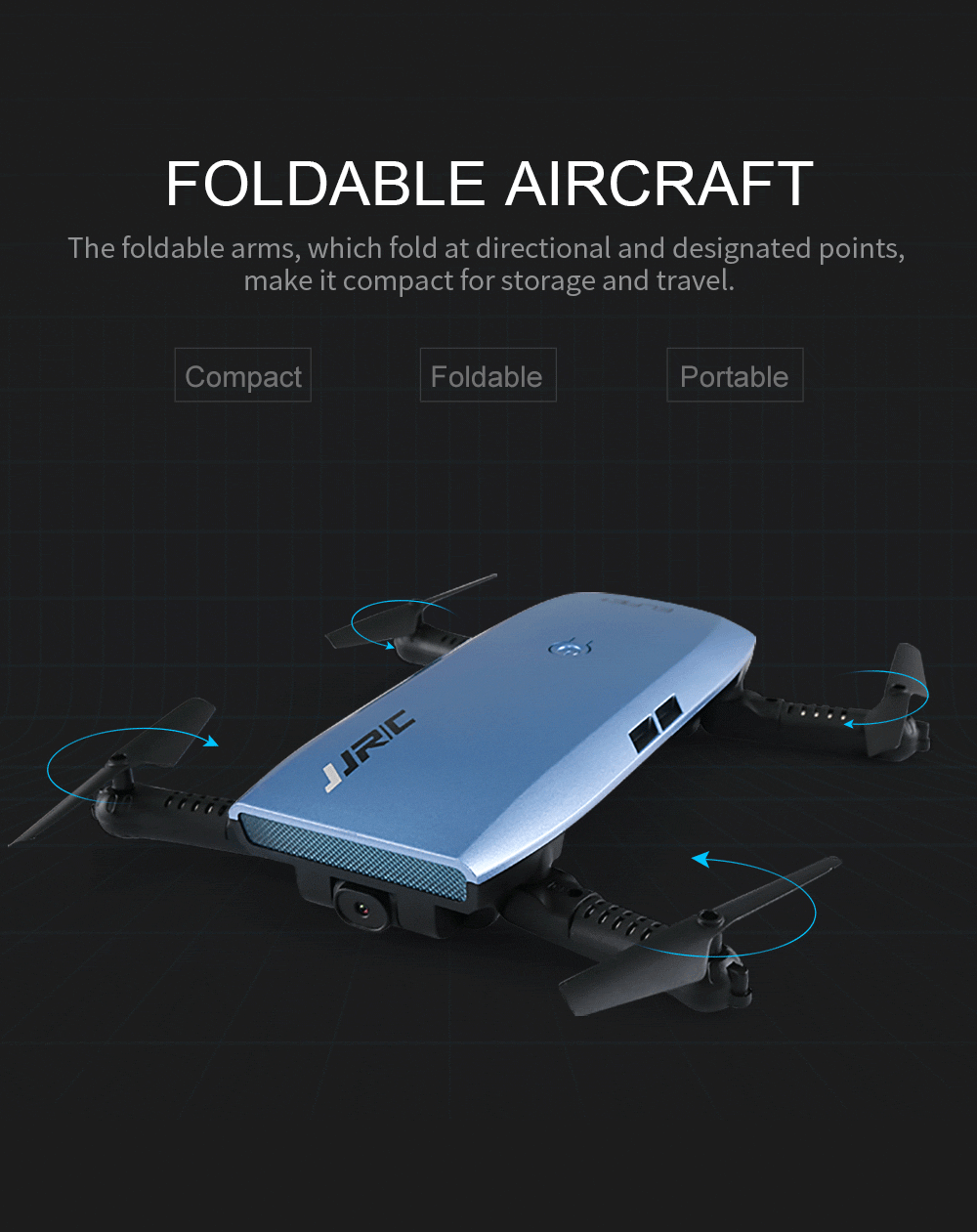JJRC H47 ELFIE Plus 720P WIFI FPV Foldable Selfie Drone With Gravity Sensor Control Altitude Hold Mode RTF - Blue