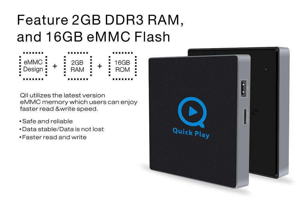 QII Android 6.0 Amlogic S912 4K KODI 17.3 2GB/16GB TV BOX 2.4G/5.8G WIFI Bluetooth Gigabit LAN HDMI - Black