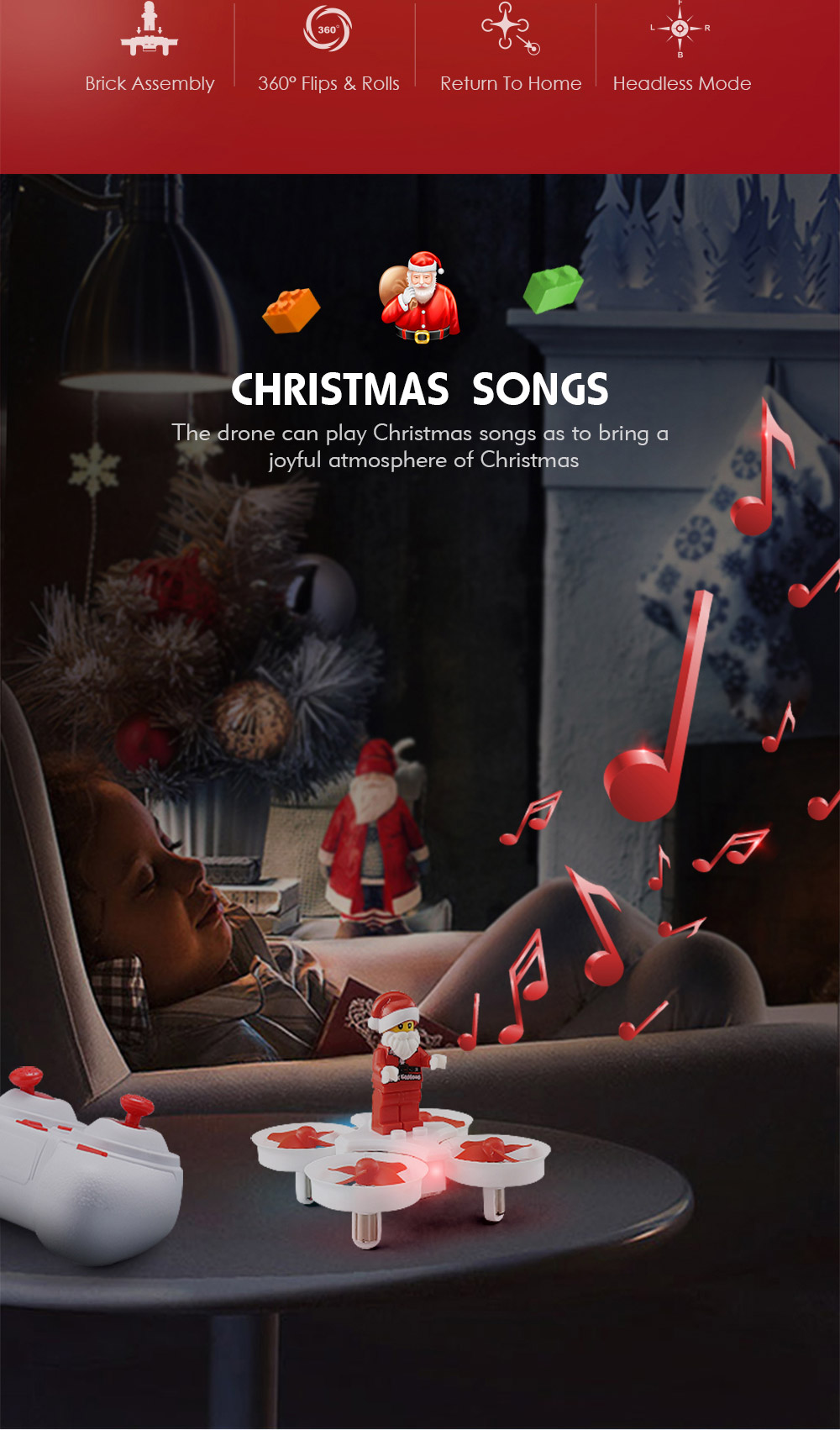 JJRC H67 Flying Santa Claus 2.4G 4CH 6-Axis Headless Mode Toy Brick RC Quadcopter RTF - White