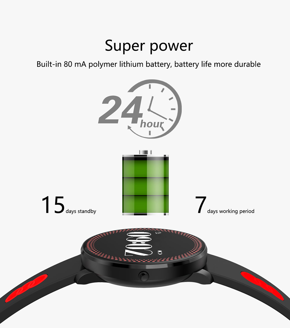 CF007 Smartwatch 0.96" OLED Display Bluetooth Fitness Tracker Heart Rate Monitor Push Notification Compatible with iOS Android - White