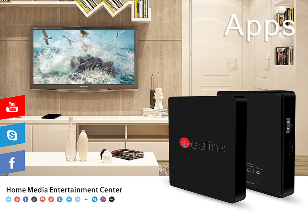 Beelink Mini MXIII-II Android 6.0 Amlogic S905X KODI 4K 2GB/16GB TV BOX 2.4G/5.8G WIFI Bluetooth LAN HDMI - Black